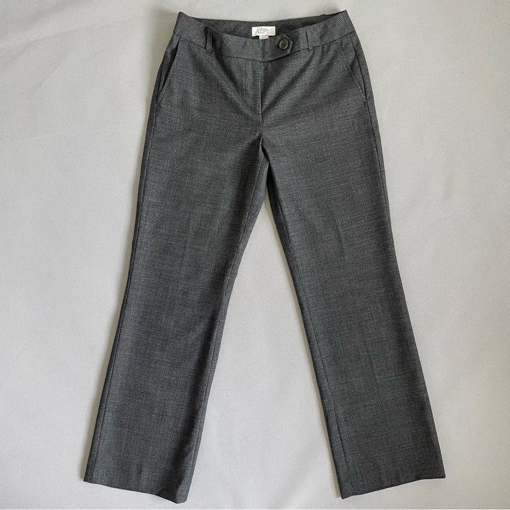 LOFT Black & Gray Plaid Wool Blend Trouser Dress Pants Women’s Size 2